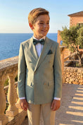 Load image into Gallery viewer, Boys Sage Green Double-Breasted 2-Piece Suit for Weddings & Formal Events