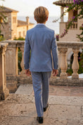Load image into Gallery viewer, Boys Light Blue Pinstripe Double-Breasted 2-Piece Suit
