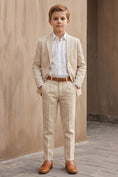 Bild in Galerie-Betrachter laden, Boys Beige Linen-Blend 2-Piece Suit for Weddings & Formal Events