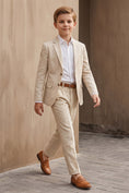 Bild in Galerie-Betrachter laden, Boys Beige Linen-Blend 2-Piece Suit for Weddings & Formal Events