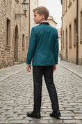 Bild in Galerie-Betrachter laden, Boys Teal Shawl Lapel Tuxedo with Black Trousers 3-Piece Suit