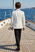 Cargar la imagen en la vista de la galería, Boys White Tuxedo with Black Trim and Trousers 2-Piece Suit