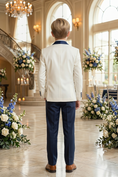 Cargar la imagen en la vista de la galería, Navy Blue And White Serge 3-Piece Suit