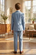 Load image into Gallery viewer, Light Blue And White Serge 3-Piece Suit