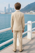 Load image into Gallery viewer, Apricot And Dark Green Color-Blocked Serge 3-Piece Suit