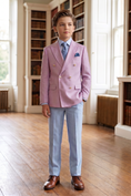 Bild in Galerie-Betrachter laden, Light Pink And Light Blue Cotton Linen 2-Piece Suit