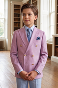 Bild in Galerie-Betrachter laden, Light Pink And Light Blue Cotton Linen 2-Piece Suit