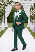 Load image into Gallery viewer, Deep Green And White Color-block Serge 3-Piece Suit