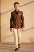 Bild in Galerie-Betrachter laden, Brown Pinstripe Double-Breasted 2-Piece Suit