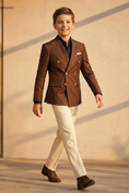 Bild in Galerie-Betrachter laden, Brown Pinstripe Double-Breasted 2-Piece Suit