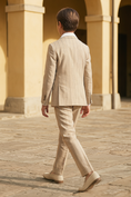 Load image into Gallery viewer, Beige Pinstripe Linen-Blend Double-Breasted 2-Piece Suit