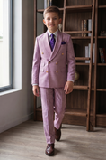Bild in Galerie-Betrachter laden, Lavender Linen-Blend Double-Breasted 2-Piece Suit