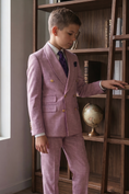 Bild in Galerie-Betrachter laden, Lavender Linen-Blend Double-Breasted 2-Piece Suit