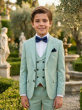 Cargar la imagen en la vista de la galería, Boys Mint Green 3-Piece Suit 3-Piece Suit for Weddings & Formal Events