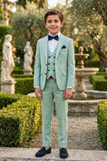 Cargar la imagen en la vista de la galería, Boys Mint Green 3-Piece Suit 3-Piece Suit for Weddings & Formal Events