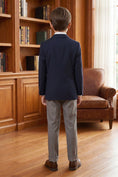 Charger l'image dans la visionneuse de la galerie, Boys Navy Double-Breasted Blazer with Grey Trousers 2-Piece Suit