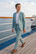 Charger l'image dans la visionneuse de la galerie, Boys Teal Linen-Blend 2-Piece Suit for Weddings & Formal Events