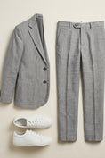 Cargar la imagen en la vista de la galería, Boys Grey Linen-Blend 2-Piece Suit for Casual Formal Events & Weddings