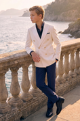 Load image into Gallery viewer, White And Navy Blue Serge Double-Breasted 2-Piece Suit