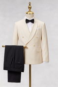 Load image into Gallery viewer, Apricot And Black Cotton Linen Double-Breasted 2-Piece Suit