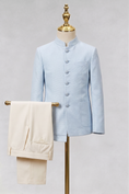 Bild in Galerie-Betrachter laden, Light Blue And Apricot Cotton Linen Single-Breasted 2-Piece Suit