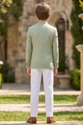 Bild in Galerie-Betrachter laden, Light Green And White Cotton Linen Single-Breasted 2-Piece Suit