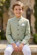 Bild in Galerie-Betrachter laden, Light Green And White Cotton Linen Single-Breasted 2-Piece Suit