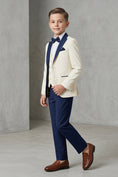 Bild in Galerie-Betrachter laden, Boys Cream & Navy Tuxedo 3-Piece Suit for Weddings & Formal Events