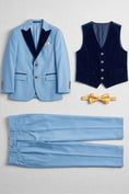 Load image into Gallery viewer, Boys Light Blue 3-Piece Suit with Navy Accents 3-Piece Suit