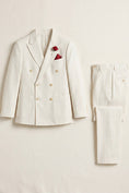 Cargar la imagen en la vista de la galería, Boys Ivory Linen-Blend Double-Breasted 2-Piece Suit