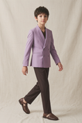 Load image into Gallery viewer, Purple And Brown Cotton And Linen 2-Piece Suit