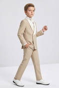 Cargar la imagen en la vista de la galería, Light Khaki and White Double-Breasted 2-Piece Suit