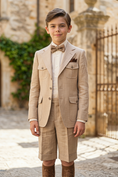 Load image into Gallery viewer, Beige Cotton Linen Single-Breasted Shorts 2-Piece Suit