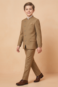 Load image into Gallery viewer, Light Brown Cotton Linen Crew Neck 2-Piece Suit