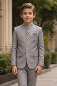Bild in Galerie-Betrachter laden, Gray Crew Neck Serge Single-Breasted 2-Piece Suit