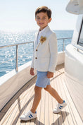 Load image into Gallery viewer, Boys Cream Blazer & Light Blue Shorts 2-piece Suit