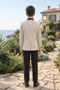 Load image into Gallery viewer, Boys Beige Blazer with Black Trousers 2-Piece Suit