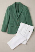 Bild in Galerie-Betrachter laden, Boys Green Linen-Blend Blazer with White Trousers 2-Piece Suit