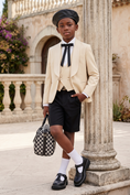 Cargar la imagen en la vista de la galería, Apricot Serge Color-Blocked Short 3-Piece Suit Set