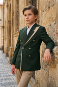 Bild in Galerie-Betrachter laden, Dark Green Serif Color-Blocked Double-Breasted 2-Piece Suit