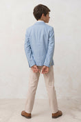 Gallery viewerに画像を読み込む, Boys Light Blue Linen-Blend Blazer with Khaki Trouser 2-Piece Suit