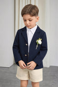 Bild in Galerie-Betrachter laden, Boys Navy Blazer & Beige Shorts 2-piece Suit