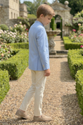 Cargar la imagen en la vista de la galería, Sky Blue Cotton Linen Asymmetrical 2-Piece Suit Set