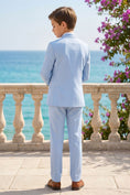 Load image into Gallery viewer, Boys Light Blue Mandarin Collar 3-Piece Suit