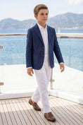 Bild in Galerie-Betrachter laden, Boys Navy Linen Blazer & White Trousers 2-Piece Suit