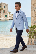 Load image into Gallery viewer, Boys Light Blue Blazer & Navy Trousers 2-Piece Suit