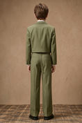 Load image into Gallery viewer, Olive Serge-Blend Single-Breasted Cropped Blazer 2-Piece Suit
