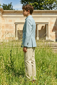 Load image into Gallery viewer, Sky Blue & Beige Cotton-Linen Blend Double-Breasted 2-Piece Suit
