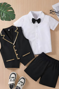 Bild in Galerie-Betrachter laden, Black Serge-Blend Gold Satin Piped Waistcoat 2-Piece Suit