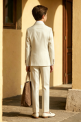 Load image into Gallery viewer, Off-White Thin Pinstripe Cotton-Linen Blend Double-Breasted 2-Piece Suit